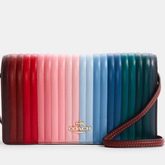 coach anna foldover crossbody clutch rainbow